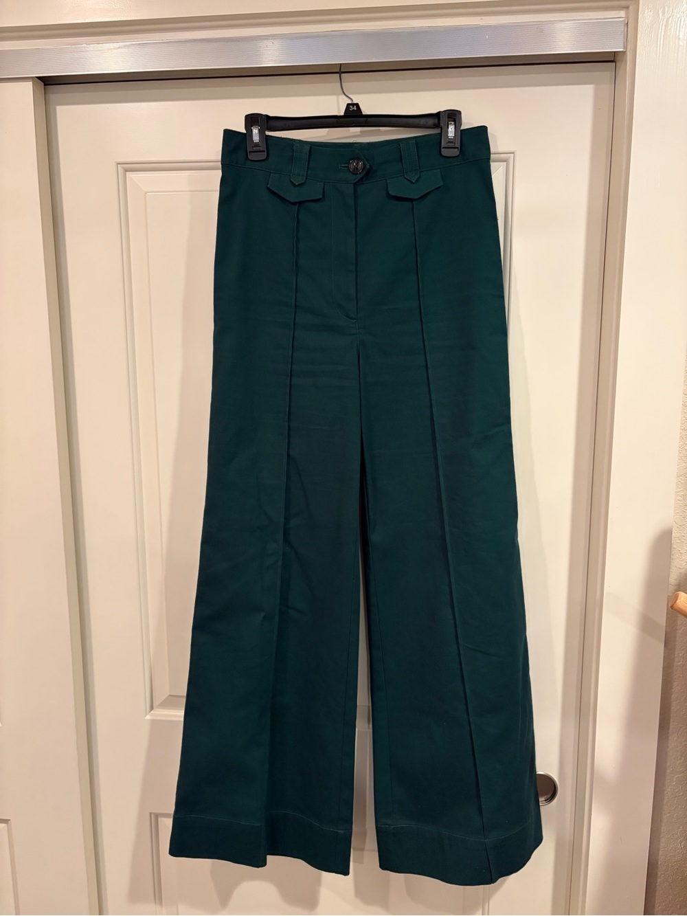 Anthropologie Emerald Green Wide-Leg Trousers